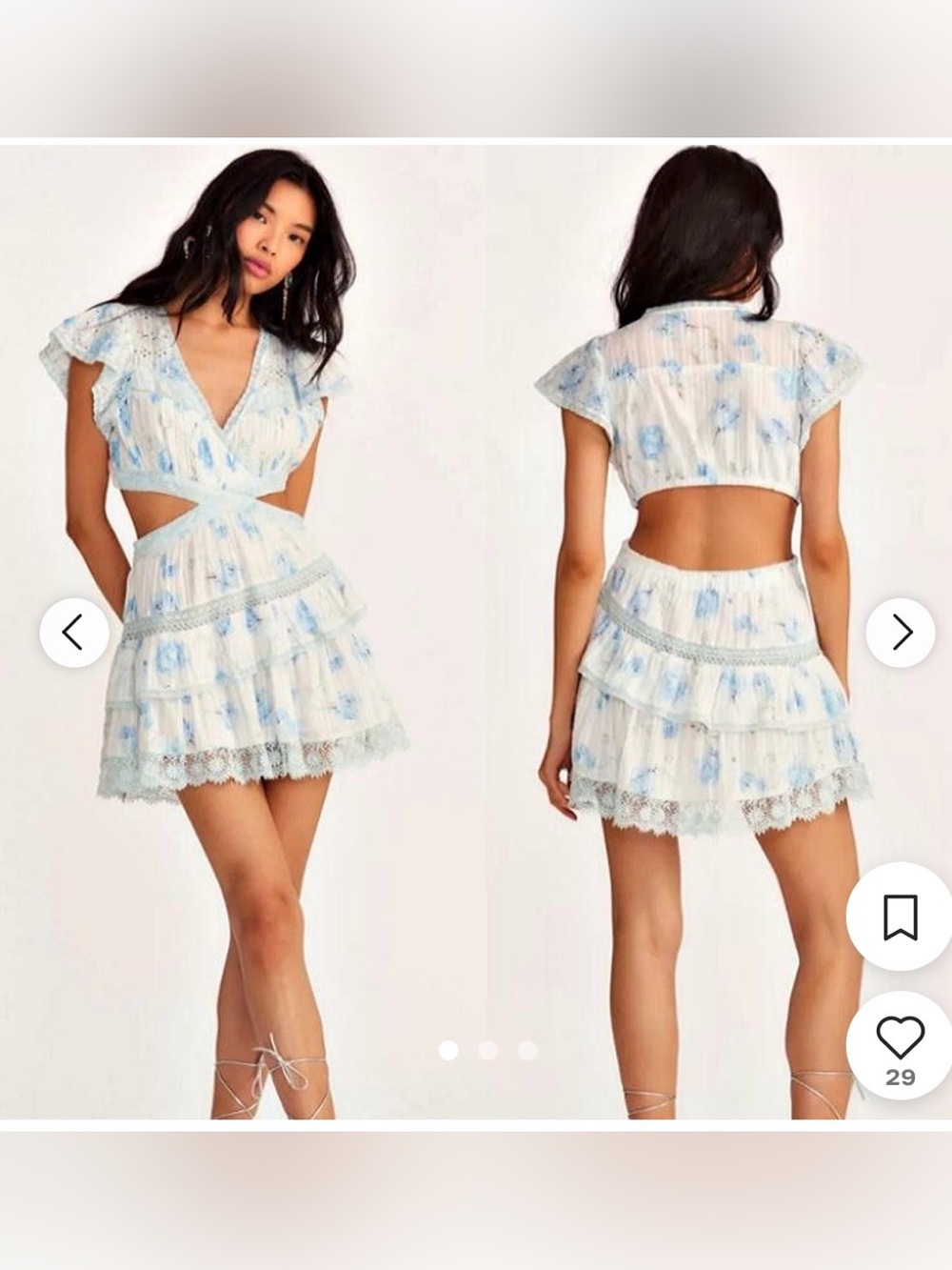 Loveshack Fancy Tiered Cutout Mini Dress